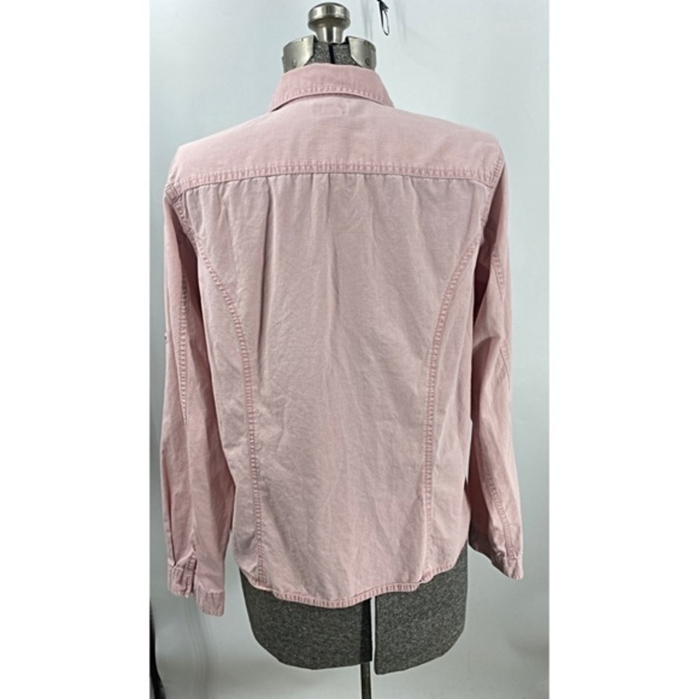 L.L. Bean Pink Chambray Button Front Rollsleeve S… - image 5